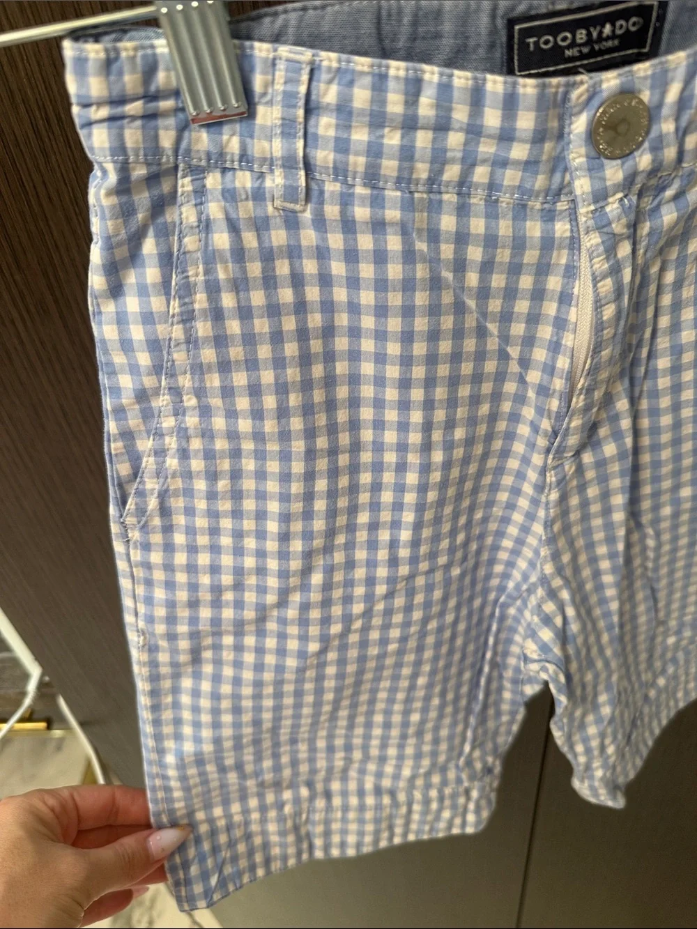 Toobydoo Light Blue and White Gingham Kids Shorts